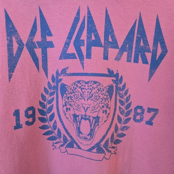 Def Leppard Laurel Graphic Band T-Shirt - Pink, Size Small - Picture 2 of 6